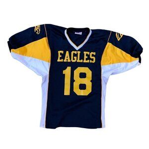 ATHLETIC APPAREL Eagles #18 Football Jersey Early Vintage Shirt Blue Men's LARGE